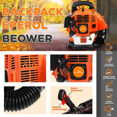 52CC 2-Stroke 550CFM 205MPH Gas-Powered Backpack Leaf Blower