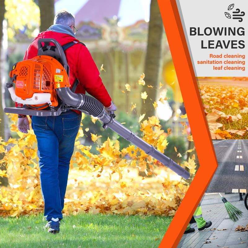 65CC 2-Stroke 850CFM 230MPH Gas-Powered Backpack Leaf Blower (Orange)