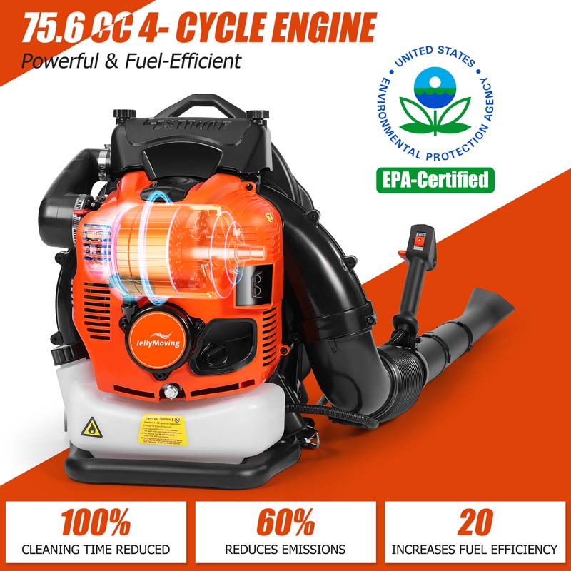 75.6CC 4-Stroke 706CFM 206MPH Gas-Powered Backpack Leaf Blower