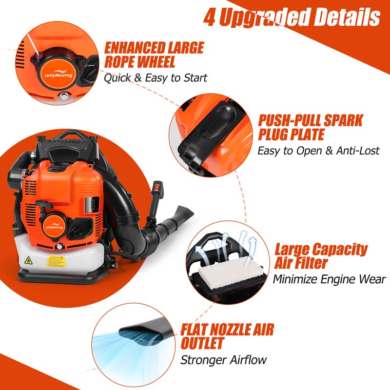 75.6CC 4-Stroke 706CFM 206MPH Gas-Powered Backpack Leaf Blower