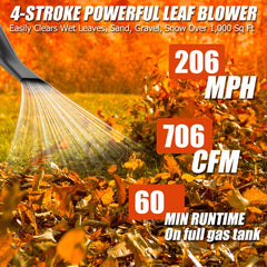 75.6CC 4-Stroke 706CFM 206MPH Gas-Powered Backpack Leaf Blower