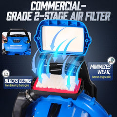 Pro-Grade 75.6CC 2-Stroke 953CFM 218MPH 52N Backpack Leaf Blower Gas Powered with Commercial-Grade 2-Stage Air Filter