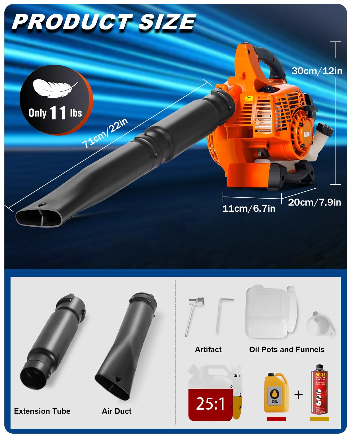 Upgraded 26CC 2-Stroke 380CFM 180MPH Gas-Powered Handheld Leaf Blower