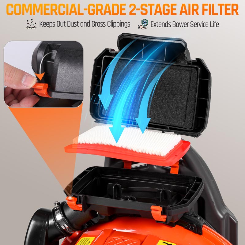Upgraded 65CC 2-Stroke 850CFM 230MPH Gas Backpack Leaf Blower | JellyMoving